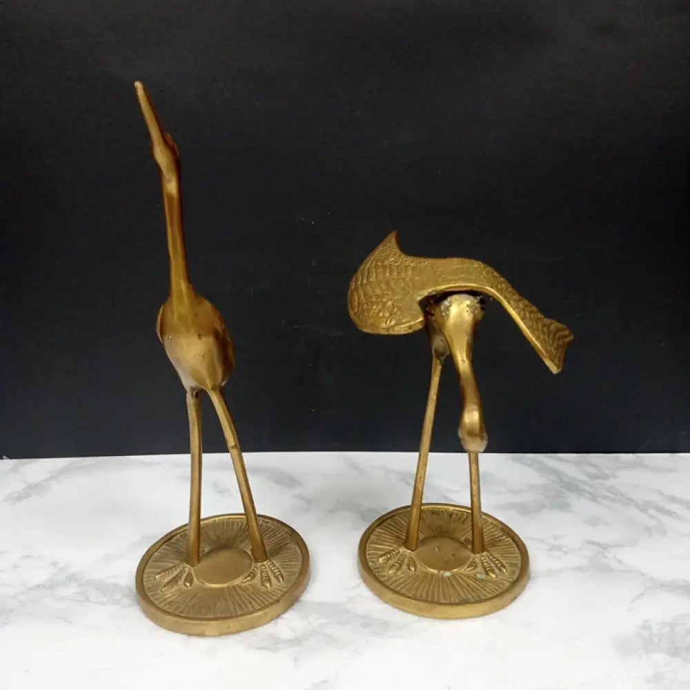 Solid Brass Herron Pair ( Vintage ) Decor
