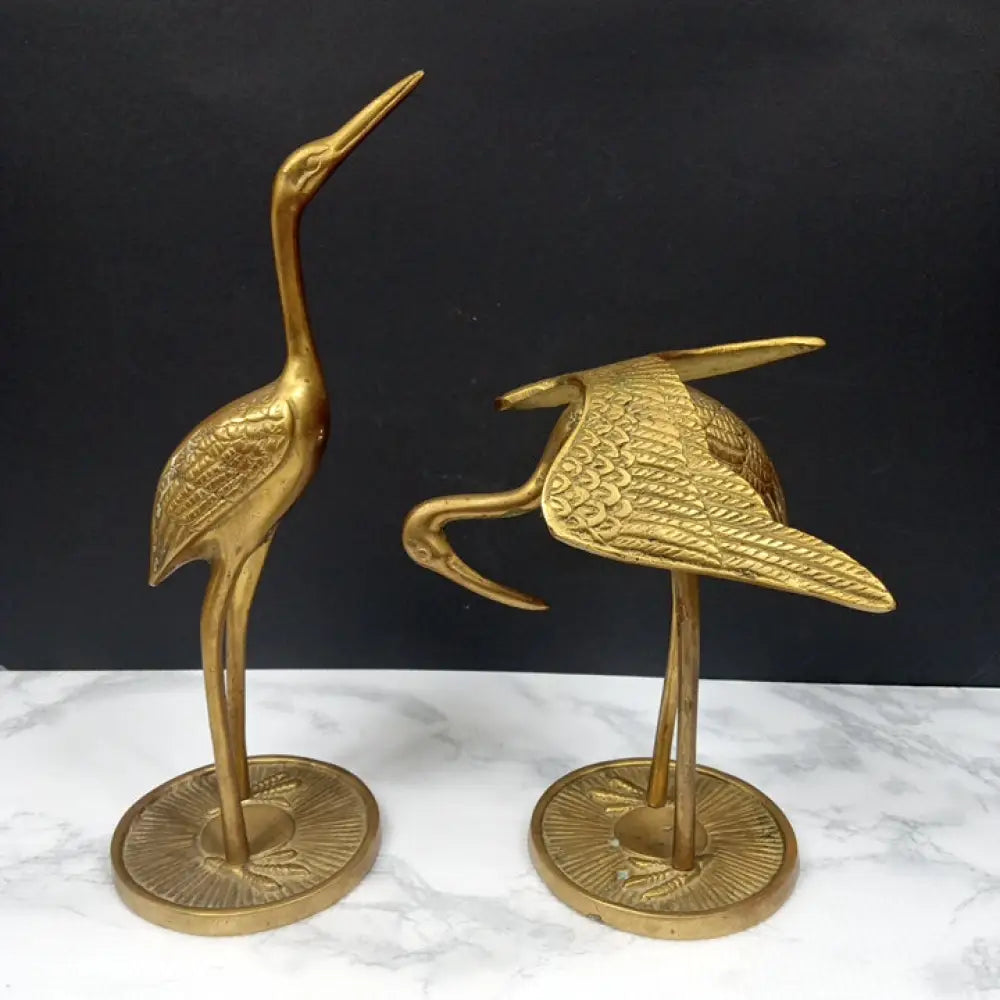 Solid Brass Herron Pair ( Vintage ) Decor