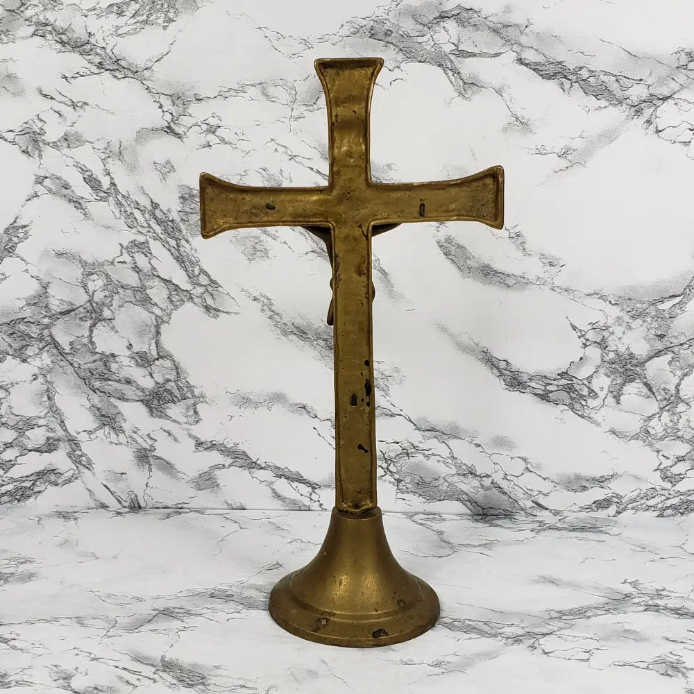 Solid Brass Large Altar Crucifix Vintage Decor