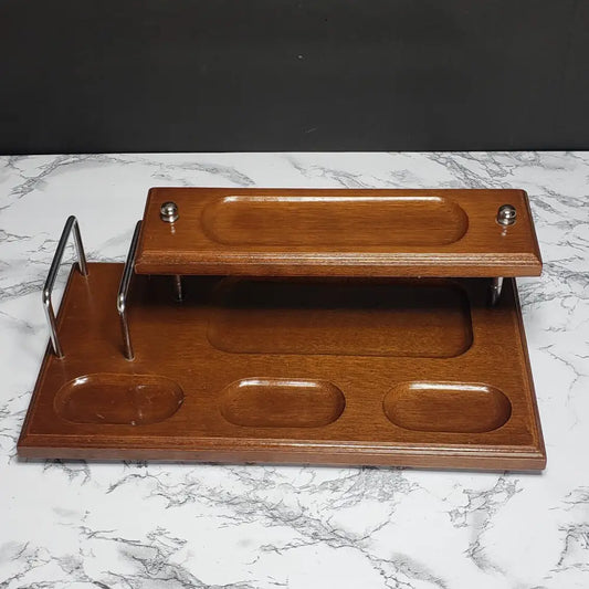 Solid Wood Mens Valet Or Desk Organizer Two Tier Vintage Decor