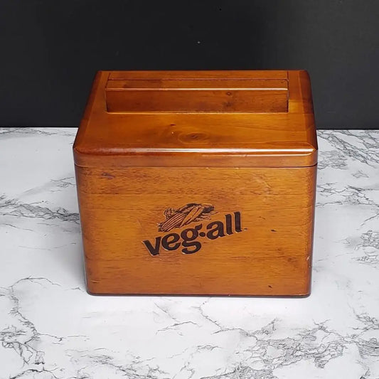 Solid Wood Veg-All Lidded Recipe Box w/ Recipe Card Holder