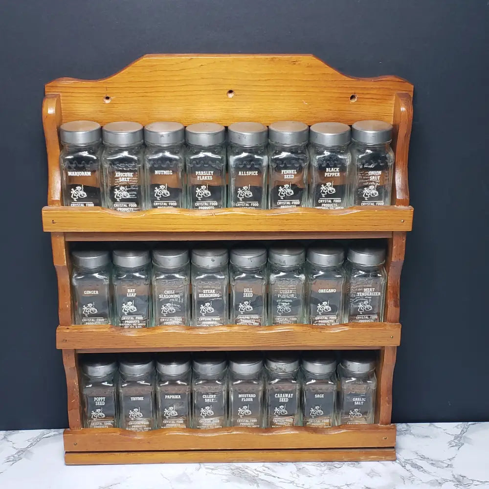 Retro Spice Rack Spice Rack 24 Jar Wood Wall Mount Vintage – Hometime Vintage & Handmade