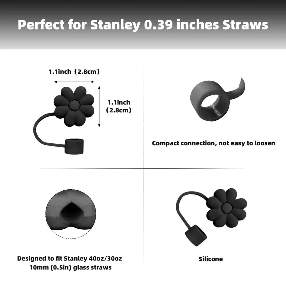 Straw Cover Cap For Stanley Cup 4 Pack Silicone Topper Tumblers Compatible With 30&40 Oz 0.4In