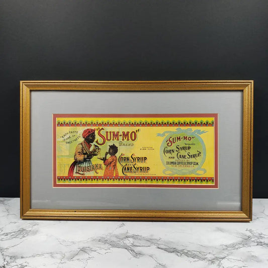 Sum-Mo Corn Syrup Can Label Print Framed Matted Vintage Decor