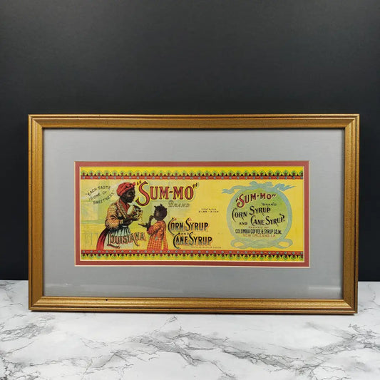 Sum-Mo Corn Syrup Can Label Print Framed Matted Vintage Decor