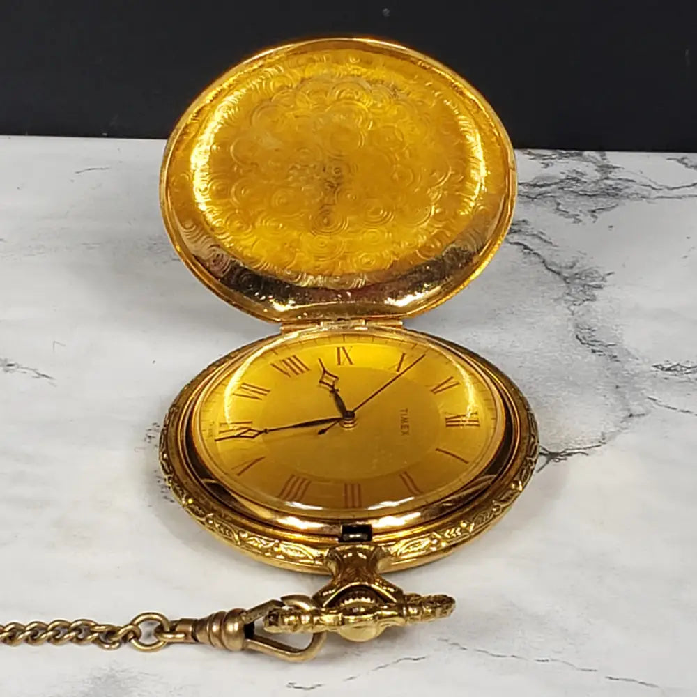 Timex Pocket Watch Mechanical Winding Vintage Hometime Vintage Handmade