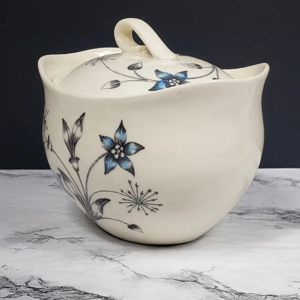 Titania Floral Starburst Sugar Bowl England Mid Century Decor