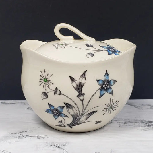 Titania Floral Starburst Sugar Bowl England Mid Century Decor
