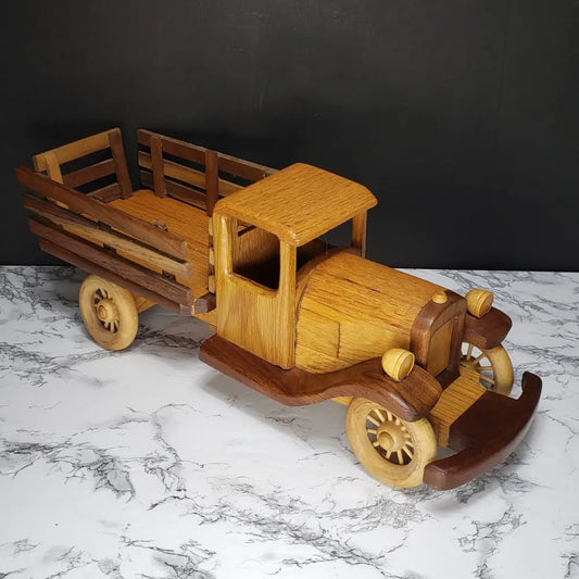 Handmade Large Oak Wood Toy Truck Vintage - Decor