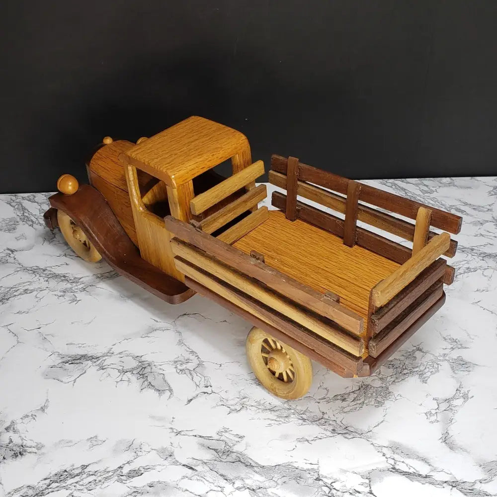 Handmade Large Oak Wood Toy Truck Vintage - Decor