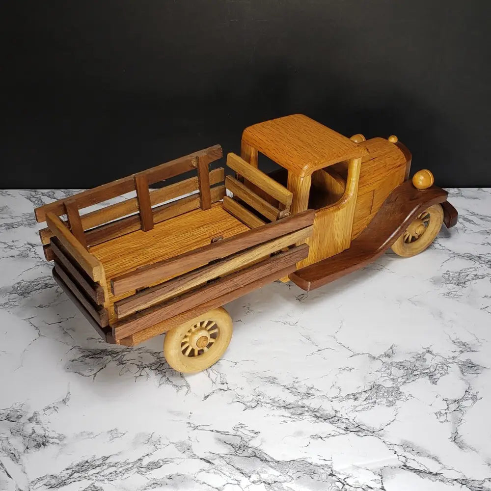 Handmade Large Oak Wood Toy Truck Vintage - Decor