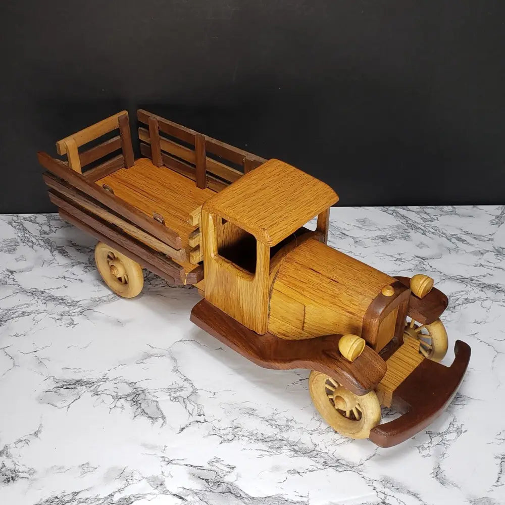 Handmade Large Oak Wood Toy Truck Vintage - Decor