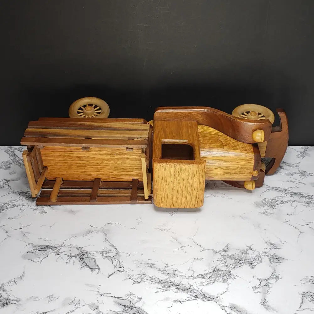 Handmade Large Oak Wood Toy Truck Vintage - Decor