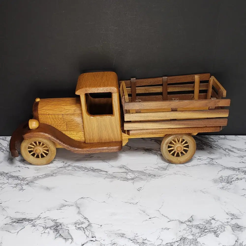 Handmade Large Oak Wood Toy Truck Vintage - Decor