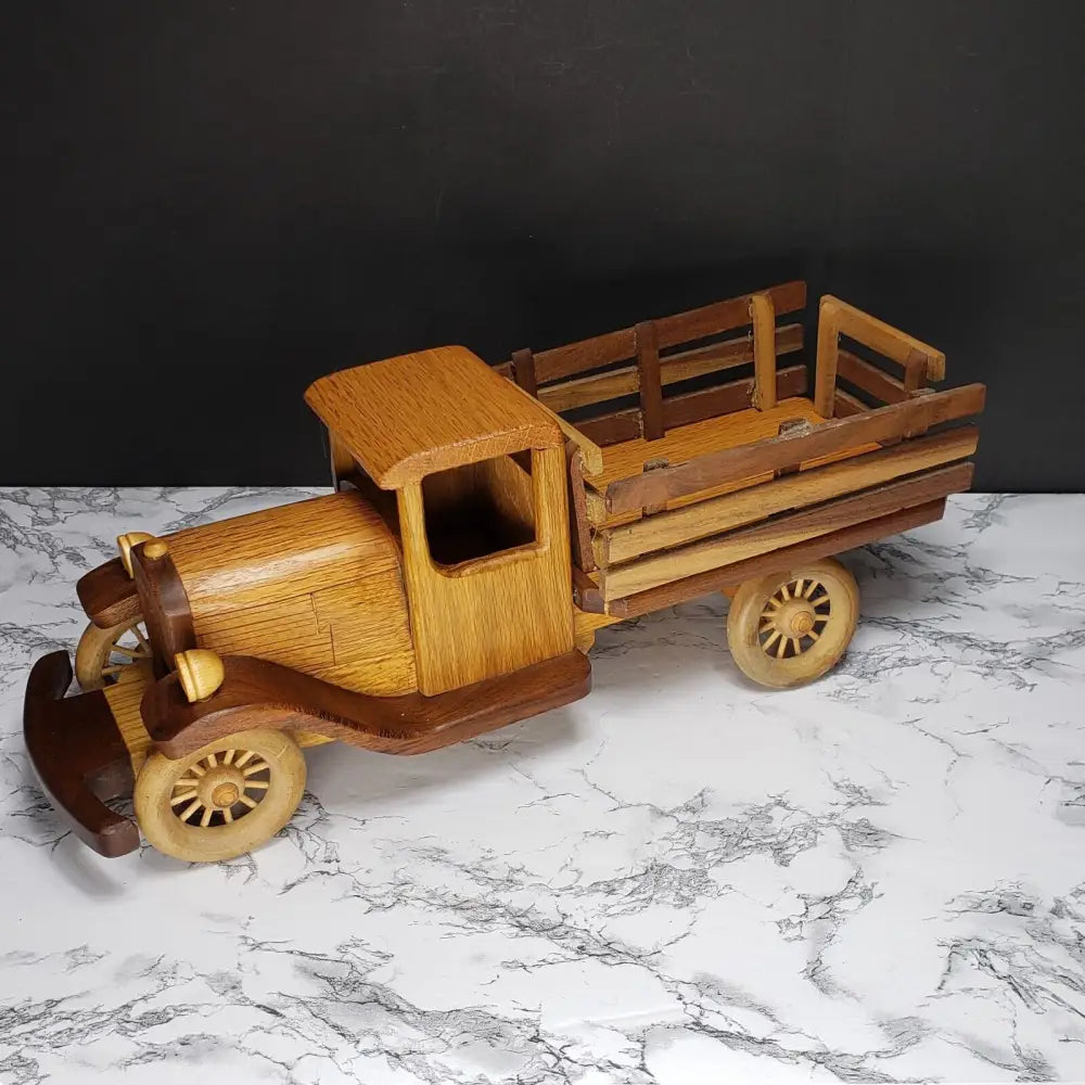 Handmade Large Oak Wood Toy Truck Vintage - Decor