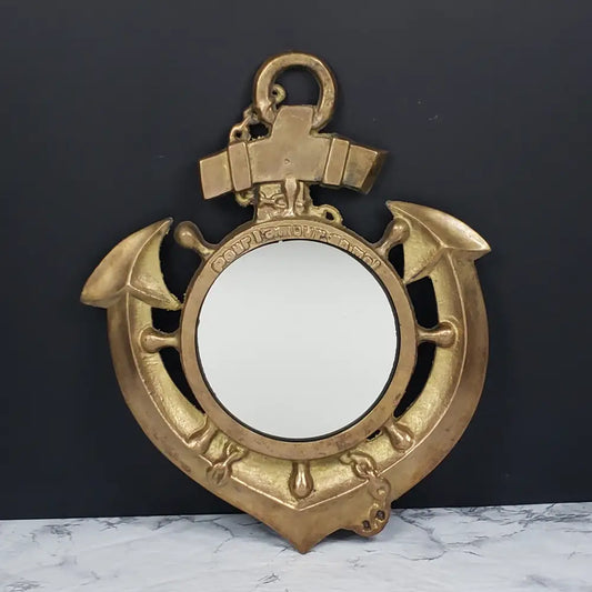 Us Navy Chief Brass Anchor Mirror Vintage Collectibles