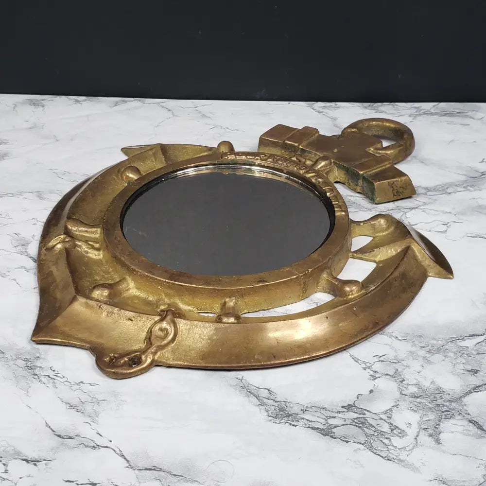 Us Navy Chief Brass Anchor Mirror Vintage Collectibles