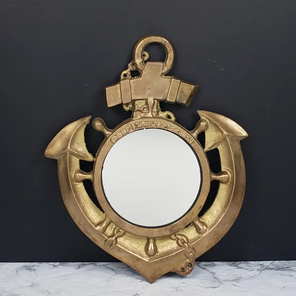 Us Navy Chief Brass Anchor Mirror Vintage Collectibles