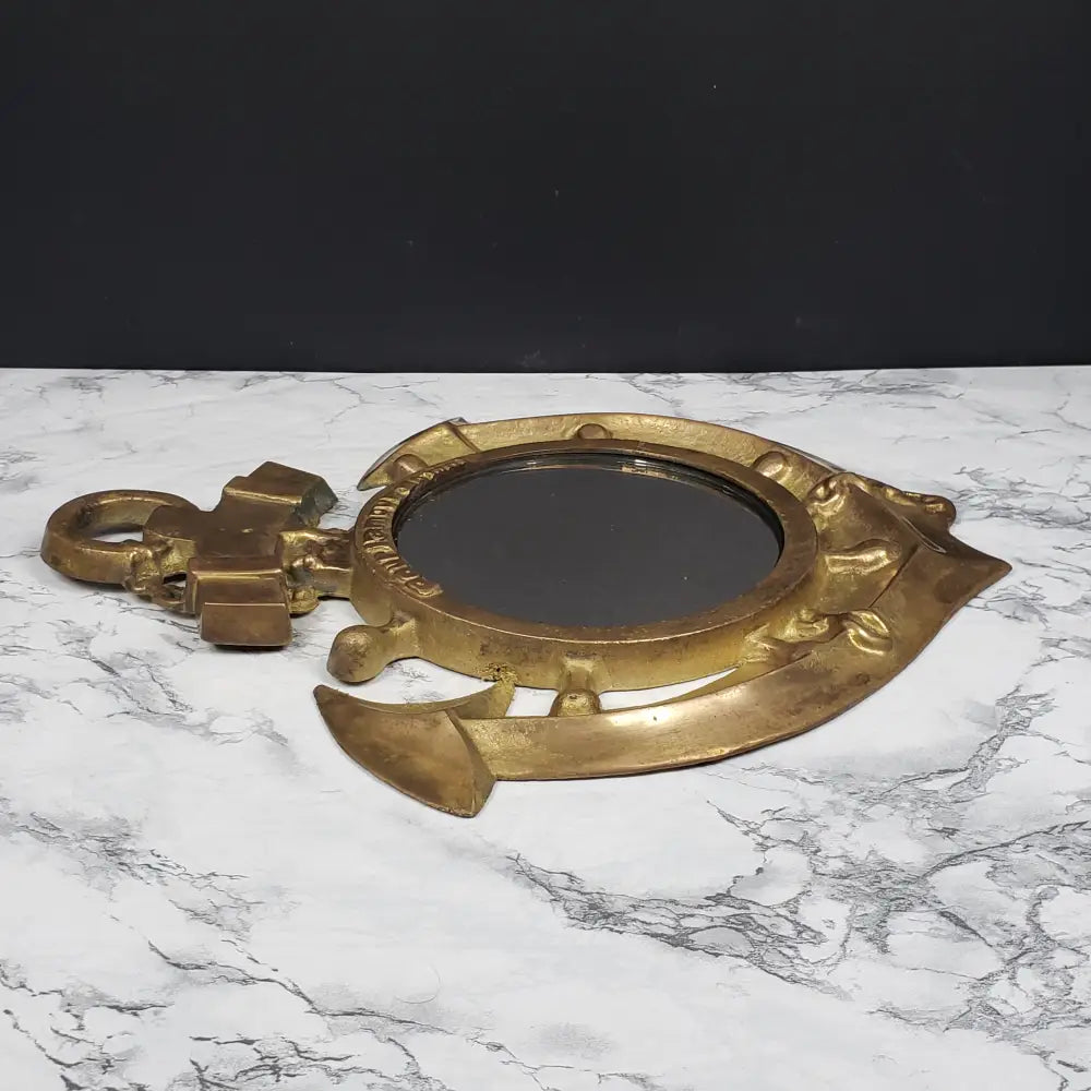Us Navy Chief Brass Anchor Mirror Vintage Collectibles