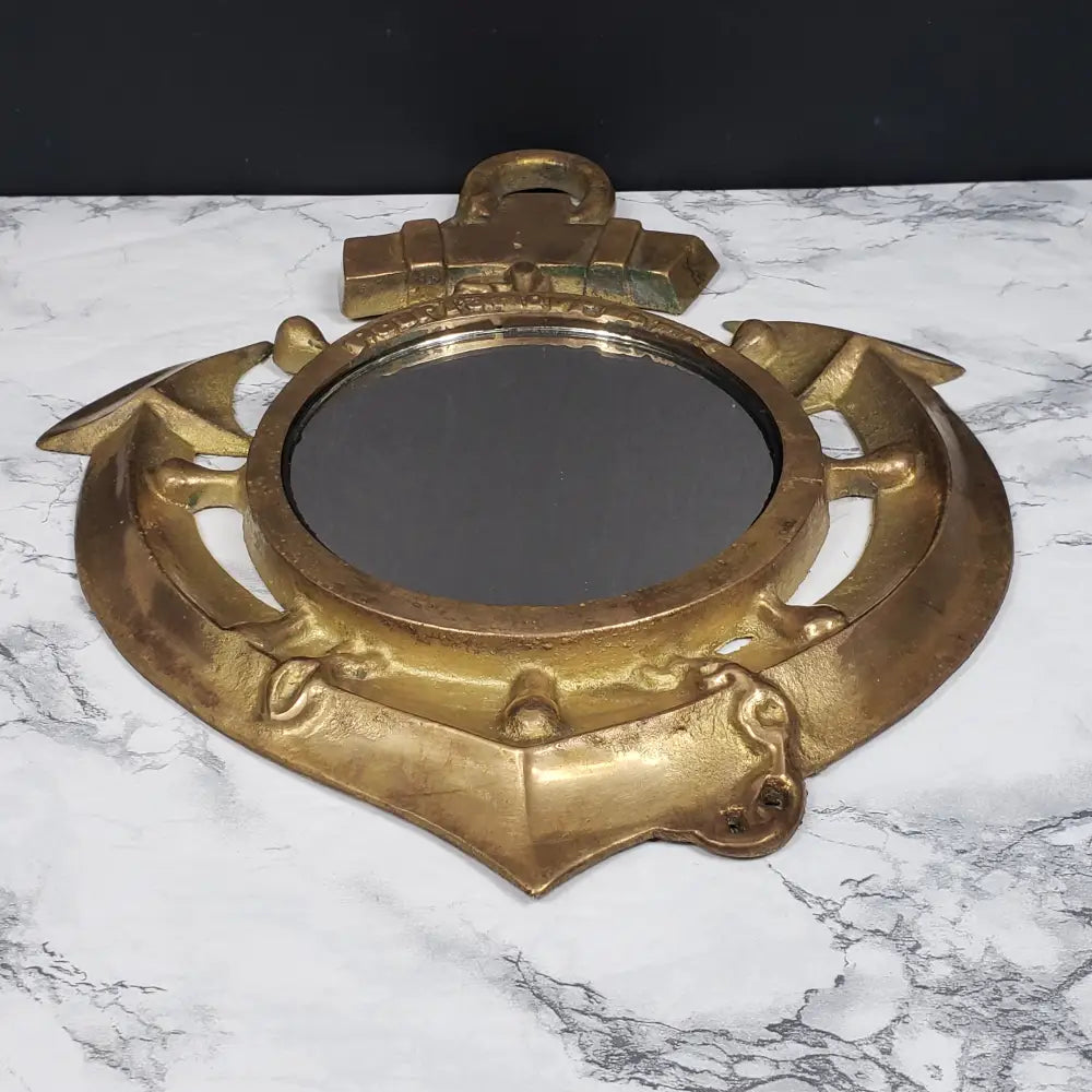 Us Navy Chief Brass Anchor Mirror Vintage Collectibles