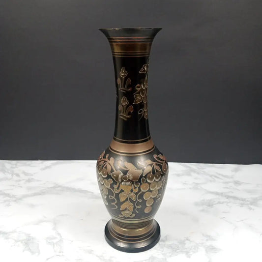 Hand Engraved Brass Vase ( Vintage ) Decor