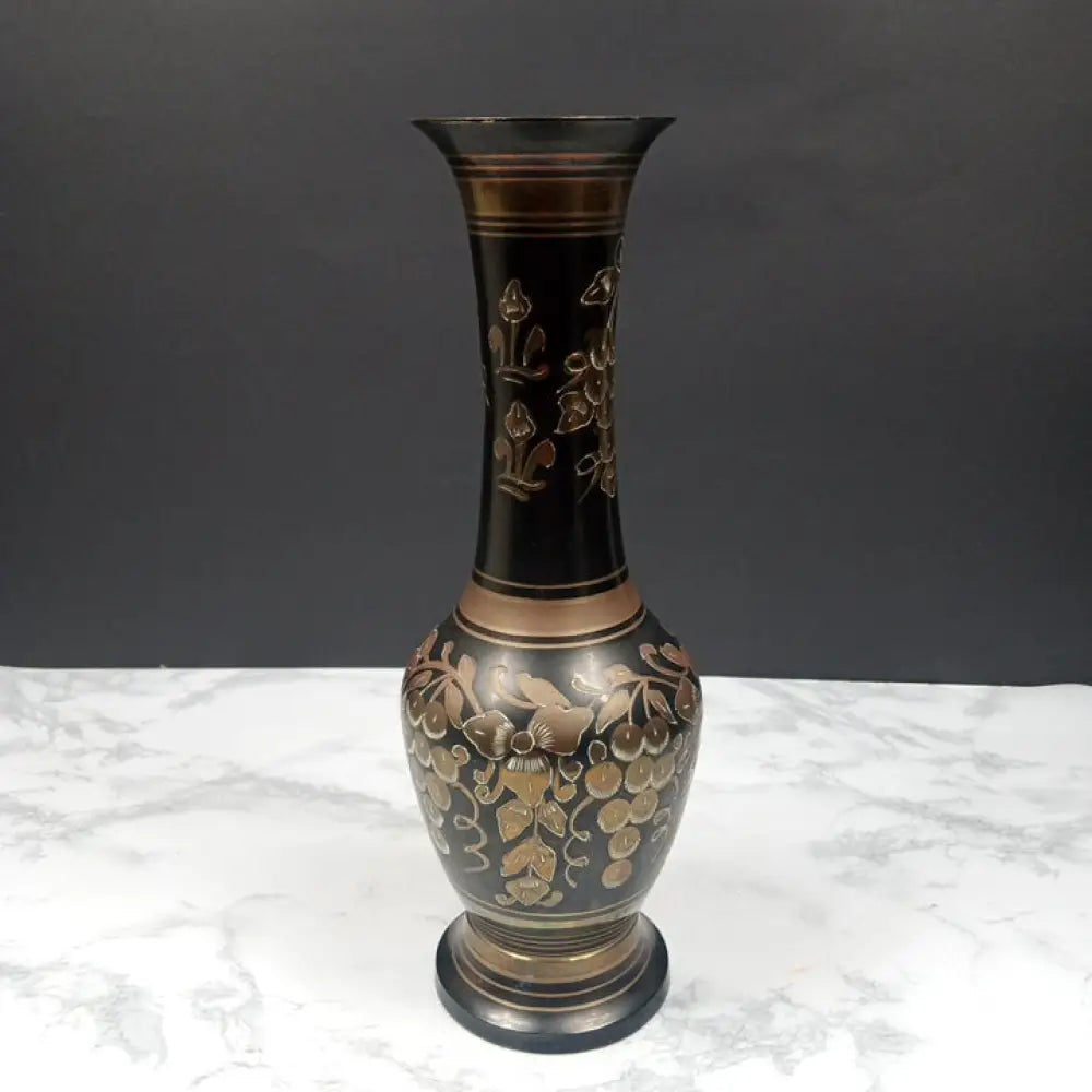 Hand Engraved Brass Vase ( Vintage ) Decor