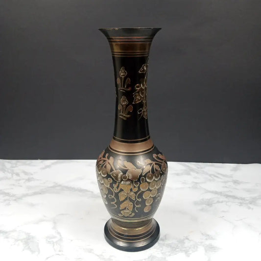 Hand Engraved Brass Vase ( Vintage ) Decor
