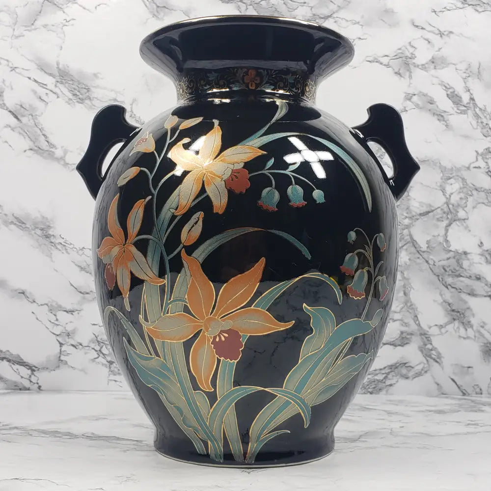 Vase Double Handled Japanese Porcelain Vintage Decor
