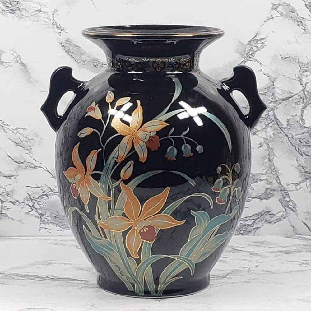 Vase Double Handled Japanese Porcelain Vintage Decor
