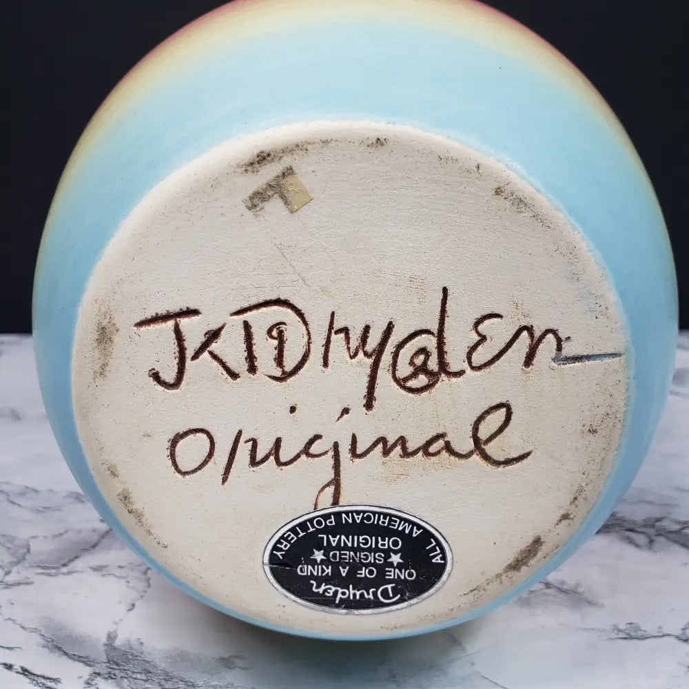 Vase Handmade Artist Signed Jt Dryden Pottery Vintage Decor