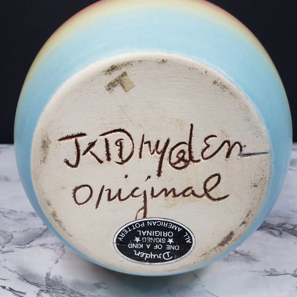 Vase Handmade Artist Signed Jt Dryden Pottery Vintage Decor