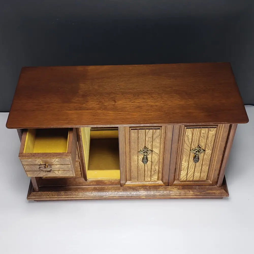 Vintage Jewelry Box Made in Japan Large Solid Wood - Decor