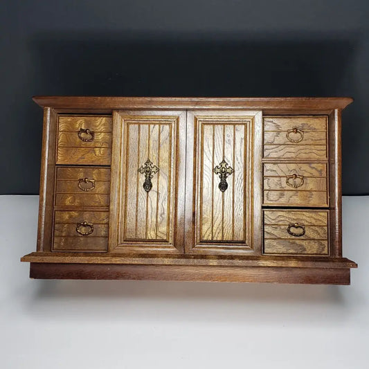Vintage Jewelry Box Made in Japan Large Solid Wood - Decor