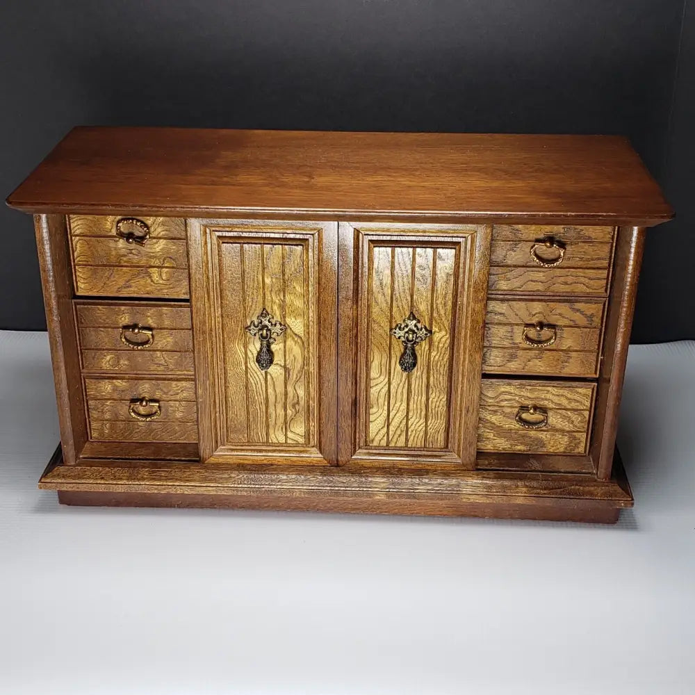 Vintage Jewelry Box Made in Japan Large Solid Wood - Decor