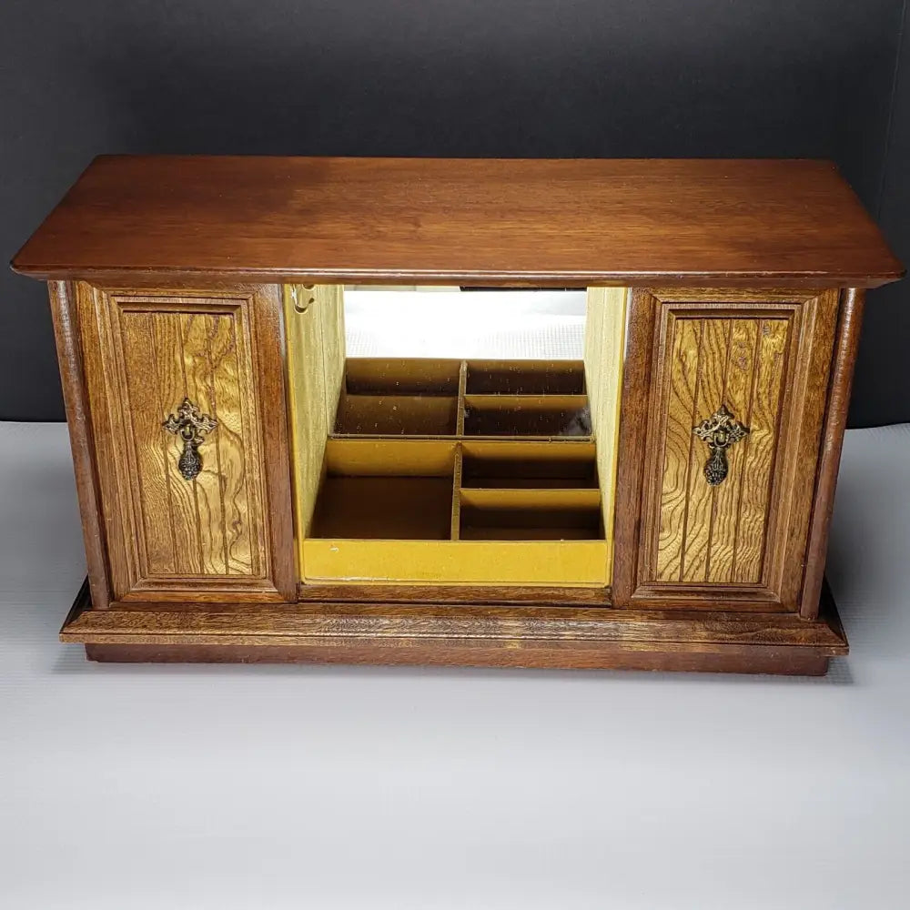 Vintage Jewelry Box Made in Japan Large Solid Wood - Decor