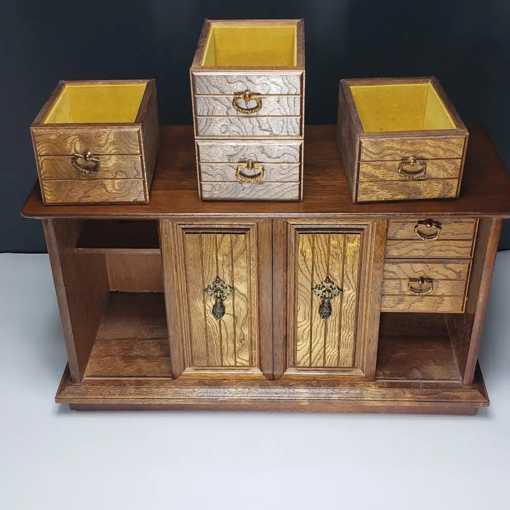 Vintage Jewelry Box Made in Japan Large Solid Wood - Decor