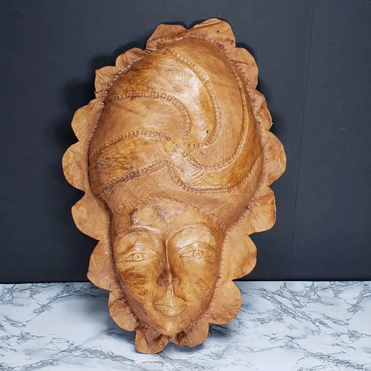 Woman’s Face Handmade Leather Mask Wall Decor Vintage -