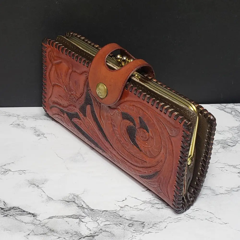 Womens Hand Tooled Leather Wallet Mary (Vintage)