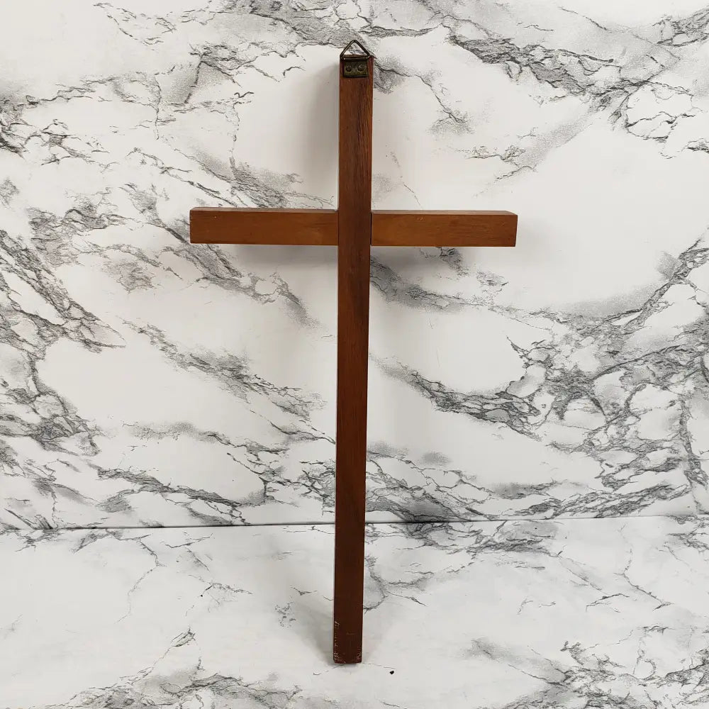 Wood Brass Wall Cross Vintage Home & Garden