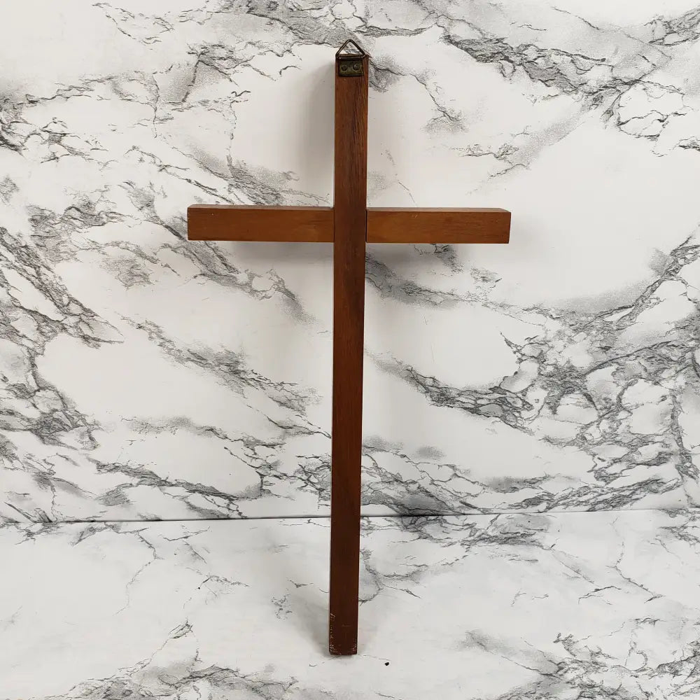 Wood Brass Wall Cross Vintage Home & Garden