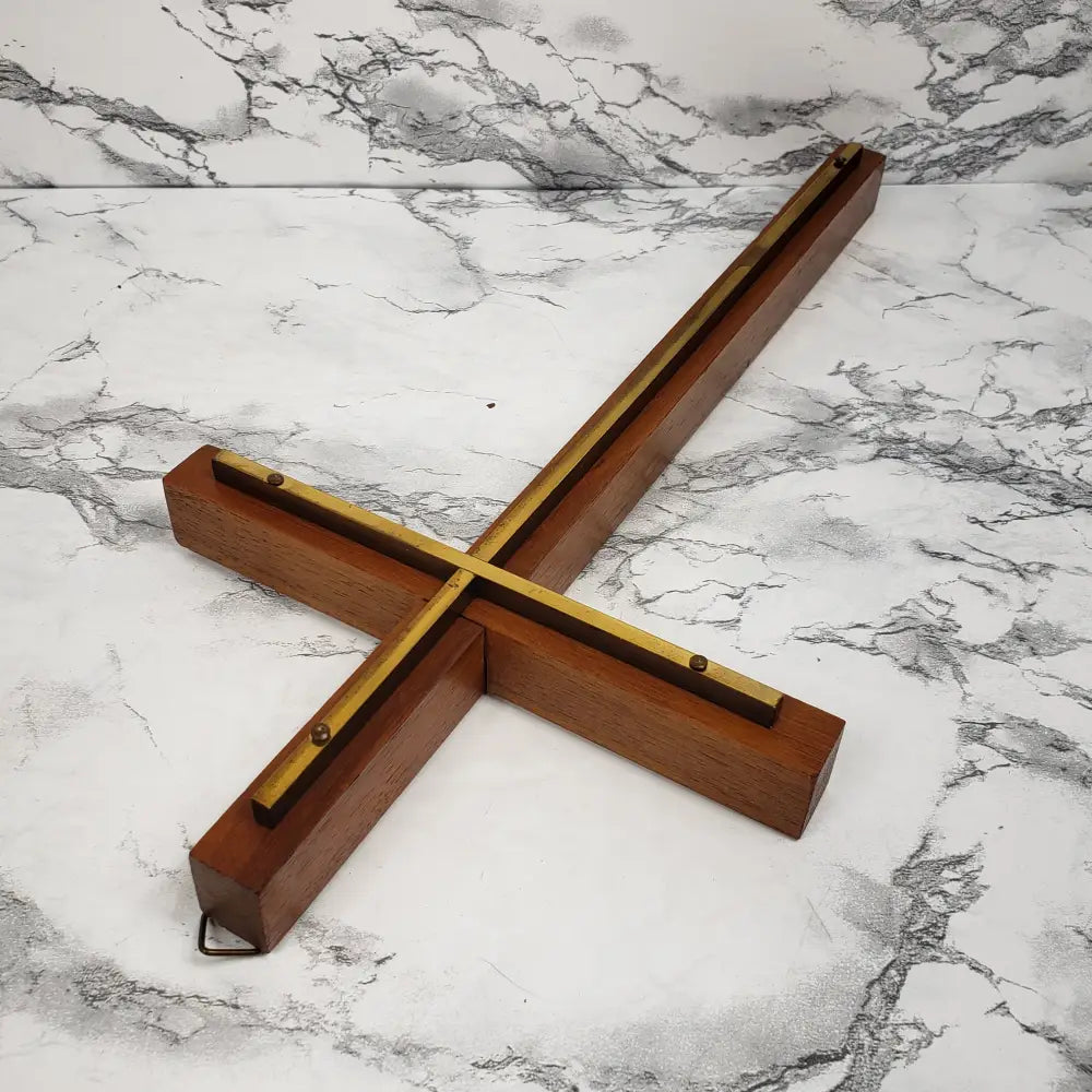 Wood Brass Wall Cross Vintage Home & Garden