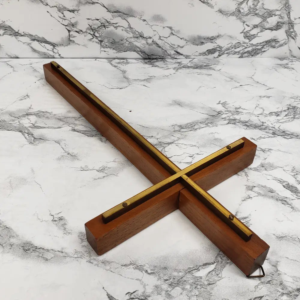 Wood Brass Wall Cross Vintage Home & Garden