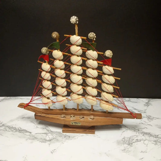 Wood Seashell Ship ( Vintage ) Decor